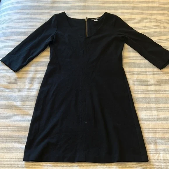 Eileen Fisher Ponte knit v neck 3-4 slv Black Dress size Small (true to size) - Picture 4 of 11